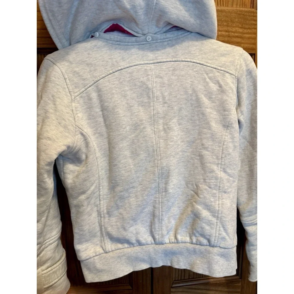 Hurley Girls XL Hoodie Jacket Fleece Lined‎ Gray Pink Removable Hood Comfy Warm
